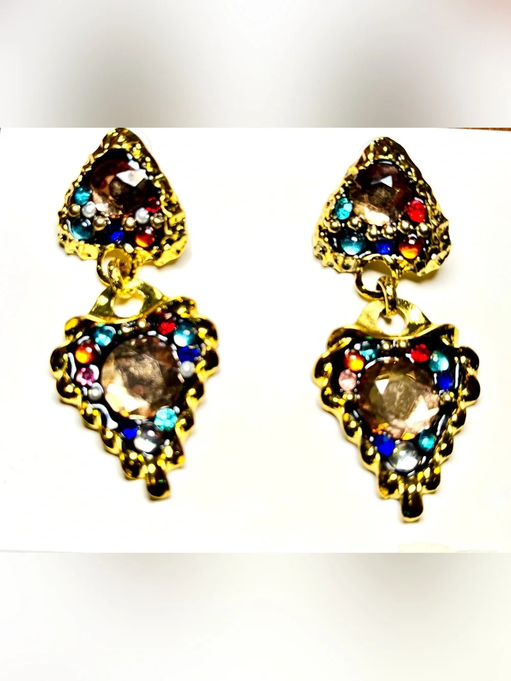 Vintage Multicolor Rhinestone Statement Earrings